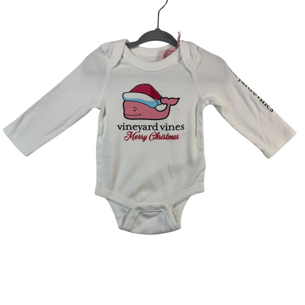 Vineyard Vines White and Pink Christmas Bodysuit